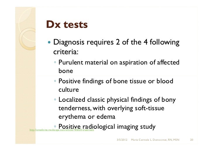 Bone and joint infections Osteomyelitis, Septic Arthritis