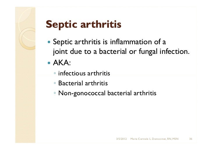 Bone and joint infections Osteomyelitis, Septic Arthritis