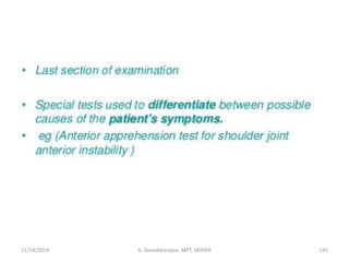 11/14/2019 K. Soundararajan, MPT, SRIHER 145
 