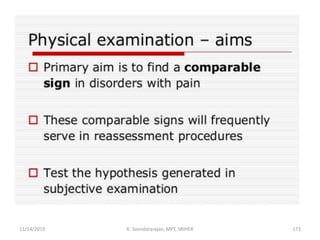 11/14/2019 K. Soundararajan, MPT, SRIHER 173
 