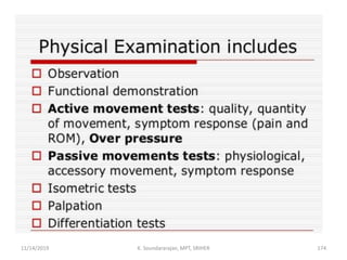 11/14/2019 K. Soundararajan, MPT, SRIHER 174
 