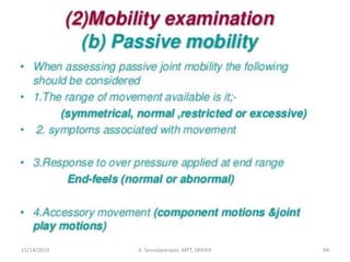 11/14/2019 K. Soundararajan, MPT, SRIHER 94
 