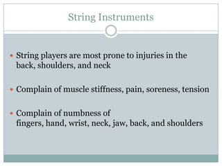 Musculoskeletal Injuries In Musicians 2008 | PPTX | Death, Injury, or ...