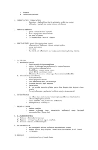 Musculo Skeletal Handouts