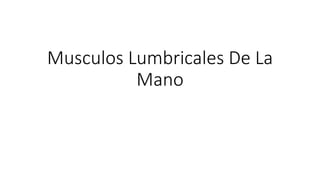 Musculos Lumbricales De La
Mano
 