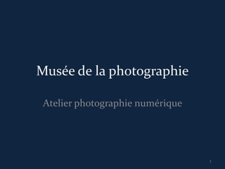 Musée de la photographie

 Atelier photographie numérique




                                  1
 