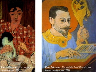 Pierre Bonnard. Le corsage à
carreaux en 1892
Paul Sérusier. Portrait de Paul Ranson en
tenue nabique en 1890
 