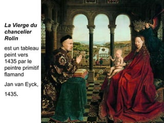 La Vierge du
chancelier
Rolin
est un tableau
peint vers
1435 par le
peintre primitif
flamand
Jan van Eyck,
1435.
 