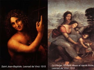 Saint Jean-Baptiste, Leonad de Vinci 1515 La Vierge, l’Enfant Jésus et sainte Anne,
Leonad de Vinci 1513
 