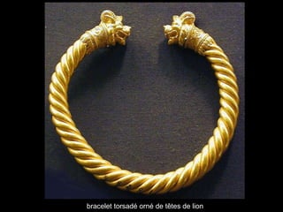 bracelet torsadé orné de têtes de lion 