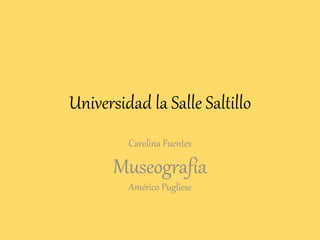 Universidad la Salle Saltillo
Carolina Fuentes
Museografía
Américo Pugliese
 