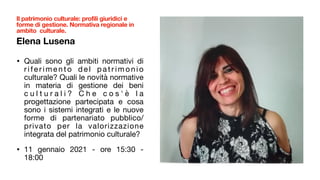 Isabella Borrelli
• Cosa sono le Digital PR? e come
declinarle al mondo della
cultura? Quali sono le strategie
di comunica...