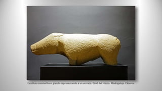 Escultura zoomorfa en granito representando a un verraco. Edad del Hierro. Madrigalejo. Cáceres.
 