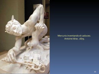 Mercurio inventando el caduceo. Antoine Idrac. 1879. 