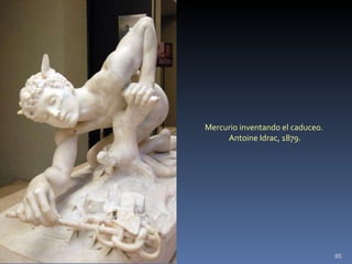 Mercurio inventando el caduceo. Antoine Idrac, 1879. 