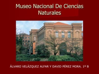 Museo Nacional De Ciencias
          Naturales




ÁLVARO VELÁZQUEZ ALFAR Y DAVID PÉREZ MORA. 1º B
 