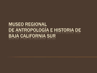 MUSEO REGIONAL
DE ANTROPOLOGÍA E HISTORIA DE
BAJA CALIFORNIA SUR
 
