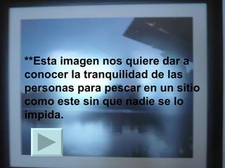**Esta imagen nos quiere dar a conocer la tranquilidad de las personas para pescar en un sitio como este sin que nadie se lo impida. 