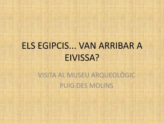 ELS EGIPCIS... VAN ARRIBAR A
EIVISSA?
VISITA AL MUSEU ARQUEOLÒGIC
PUIG DES MOLINS
 