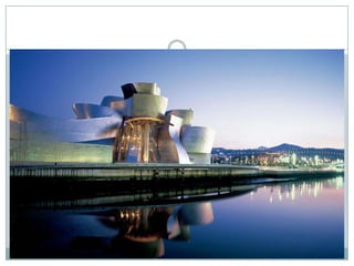  La seva construcció no solament ha servit com

a eix vertebrador de la urbanització de la zona
on es troba, sinó que ha aconseguit una
integració urbanística total en l’entorn. Això
s’ha aconseguit gràcies al seu atractiu reflex
en l’aigua i al color metàl·lic dels seus murs,
que combinen perfectament amb la tonalitat
del cel i l’atmosfera de Bilbao. Actualment, el
Museu Guggenheim ha esdevingut una imatge
característica de la ciutat.

 