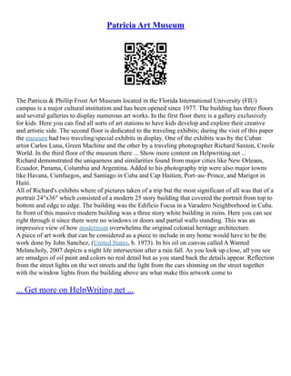 Famous Museum Analyzed Example.pdf Museum Analysis Essay | PDF