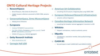 ONTO Cultural Heritage Projects
 