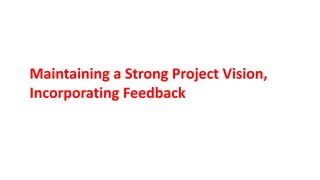 Maintaining a Strong Project Vision,
Incorporating Feedback
 