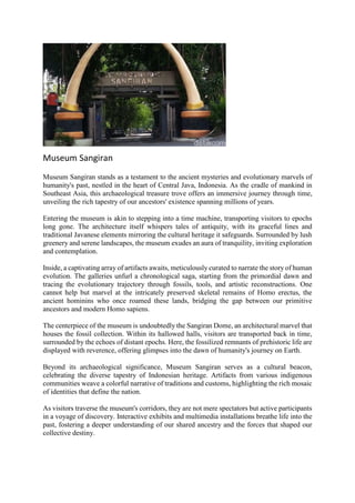 the Description of Museum Sangiran at Central Java | DOCX