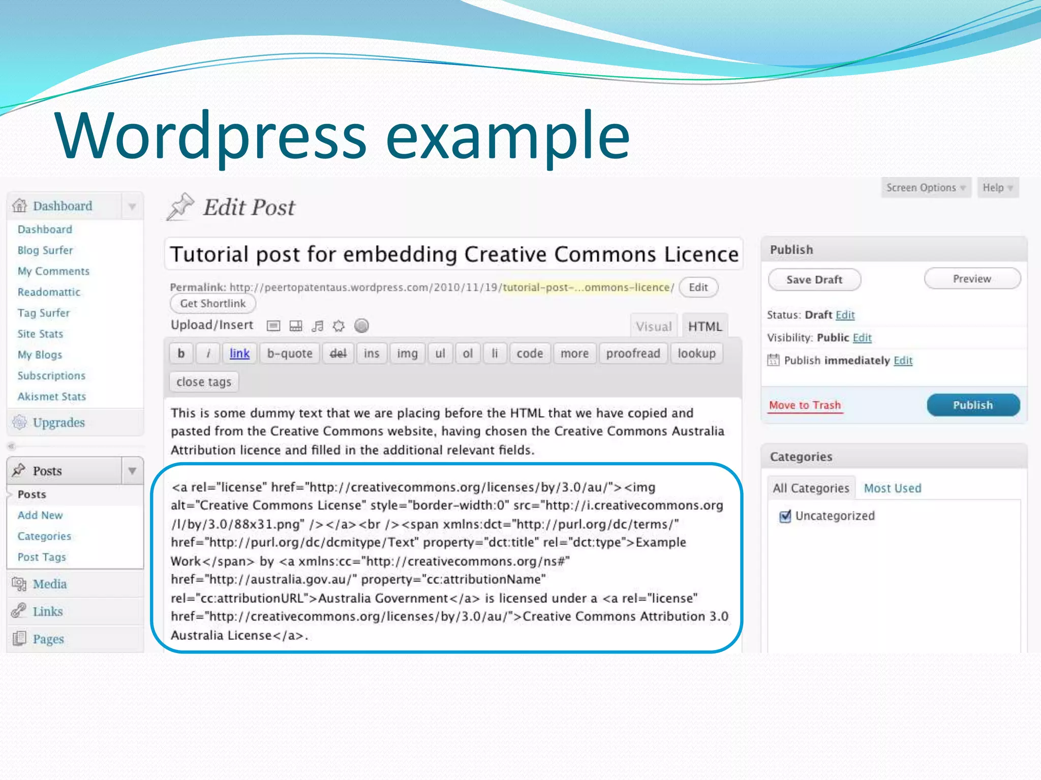 Wordpress example
 