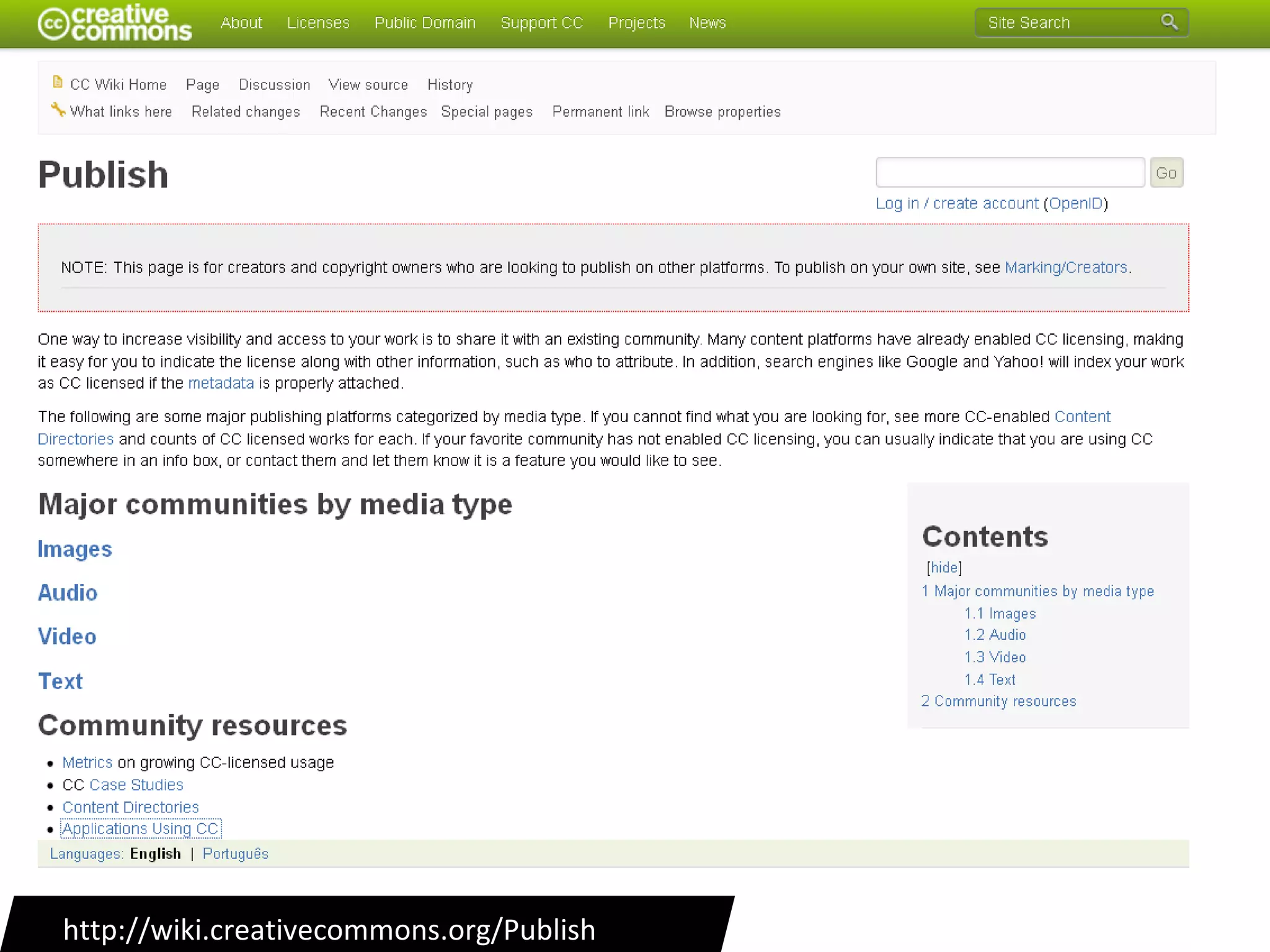 http://wiki.creativecommons.org/Publish
 