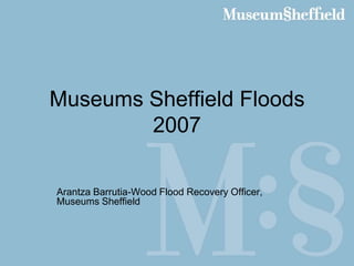 Museums Sheffield Floods 2007 Arantza Barrutia-Wood Flood Recovery Officer, Museums Sheffield 