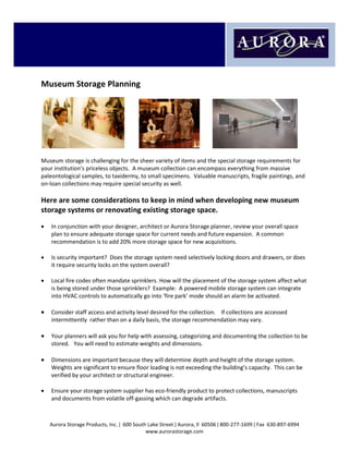 Museum Storage Planning | PDF
