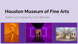 Houston Museum of Fine Arts
Visited and critiqued by Frank Miranda
 