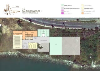 30x0.182
=5.450
1
2
3
4
5
6
7
8
9
10
11
12
13
14
15
16
17
18
19
20
21
22
23
24
25
26
27
28
29
30
auditório 125 pessoas
sala projeção
camarim
administração
33 x 0.174 = 5.750
1
2
3
4
5
6
7
8
9
10
11
12
13
14
15
16
17
18
19
20
21
22
23
24
25
26
27
28
29
30
31
32
33
exposição
exposição
circulação / exposição temporária
3.4.
PLANTA DO PAVIMENTO 1
MUSEU HERCÍLIO LUZ
 