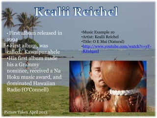 Music Hawaiian Research Paper: Rachael Paul
