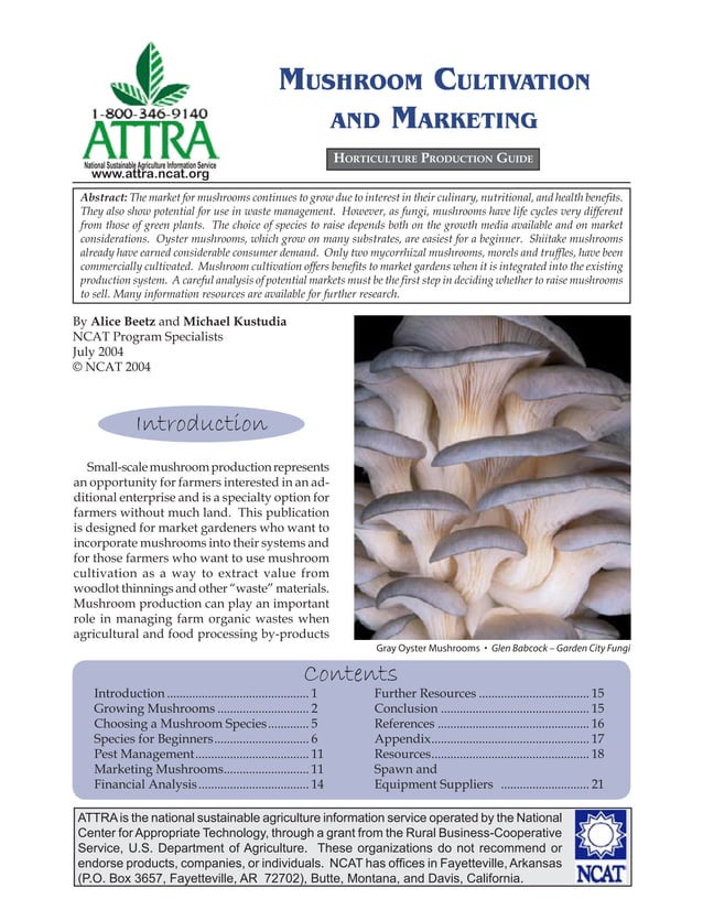 Mushroom Cultivation and Marketing PDF