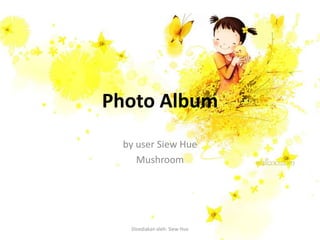 Photo Album
 by user Siew Hue
    Mushroom




  Disediakan oleh: Siew Hue
 