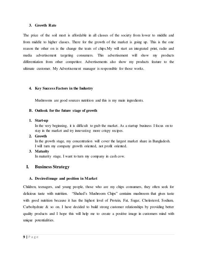 Business plan on Mushroom chips