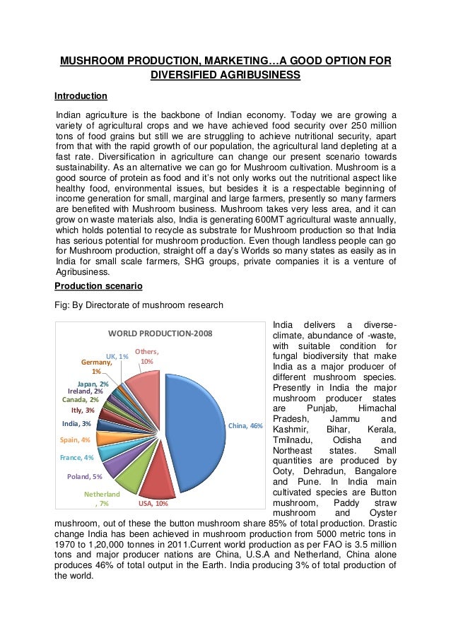 Mushroom production, marketing…diversified agribusiness