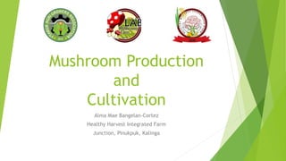 Mushroom Production
and
Cultivation
Alma Mae Bangelan-Cortez
Healthy Harvest Integrated Farm
Junction, Pinukpuk, Kalinga
 