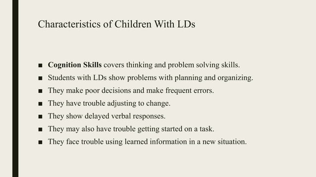 Characteristic And Identification Of Students With LDs PPT