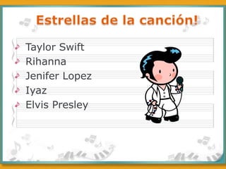 Estrellas de la canción! Taylor Swift Rihanna Jenifer LopezIyaz Elvis Presley