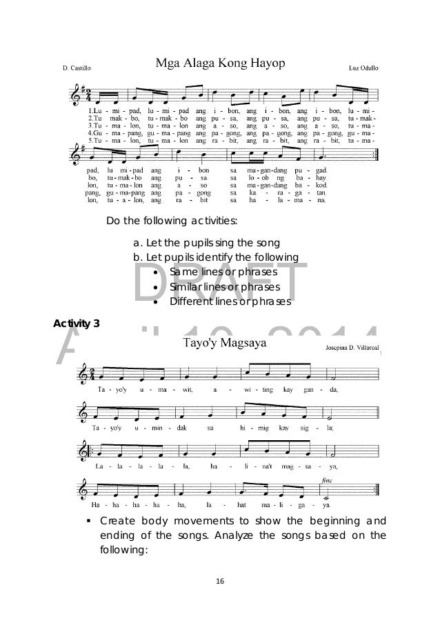 Bahay Kubo Lyrics With Rhythmic Pattern K TO 12 GRADE 3 LEARNING MATERIAL IN MUSIC