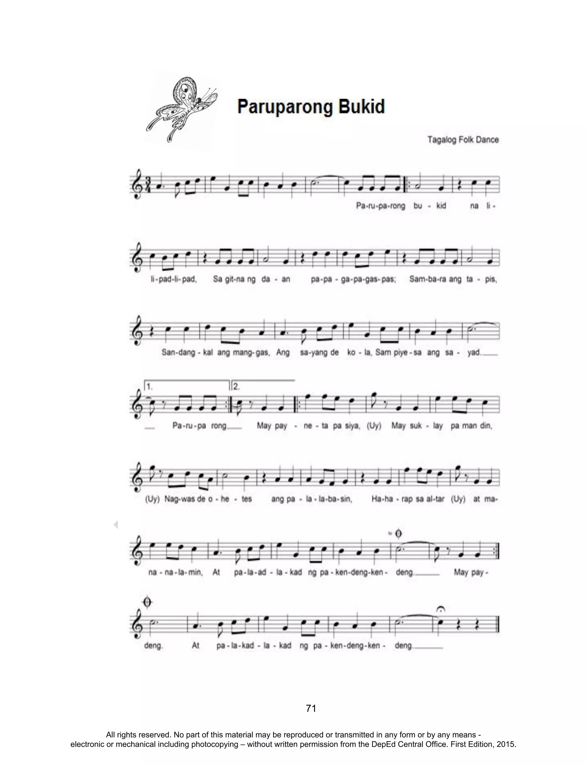 D
EPED
C
O
PY
71
All rights reserved. No part of this material may be reproduced or transmitted in any form or by any means -
electronic or mechanical including photocopying – without written permission from the DepEd Central Office. First Edition, 2015.
 