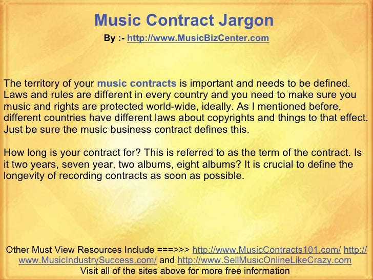 Music Contract Jargon