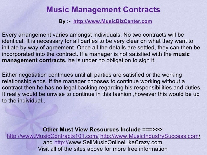 Music Management Contracts