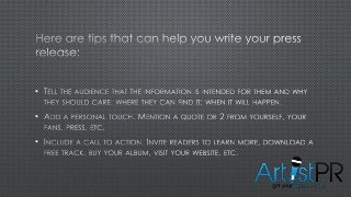 Top Music Press Release Tips