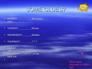 Music Quiz - Days of the Week | PPT