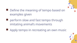 Tempo Example Using Animals music-subject-for-pre-k-tempo.pptx fast slow and moderate tempo | PPTX