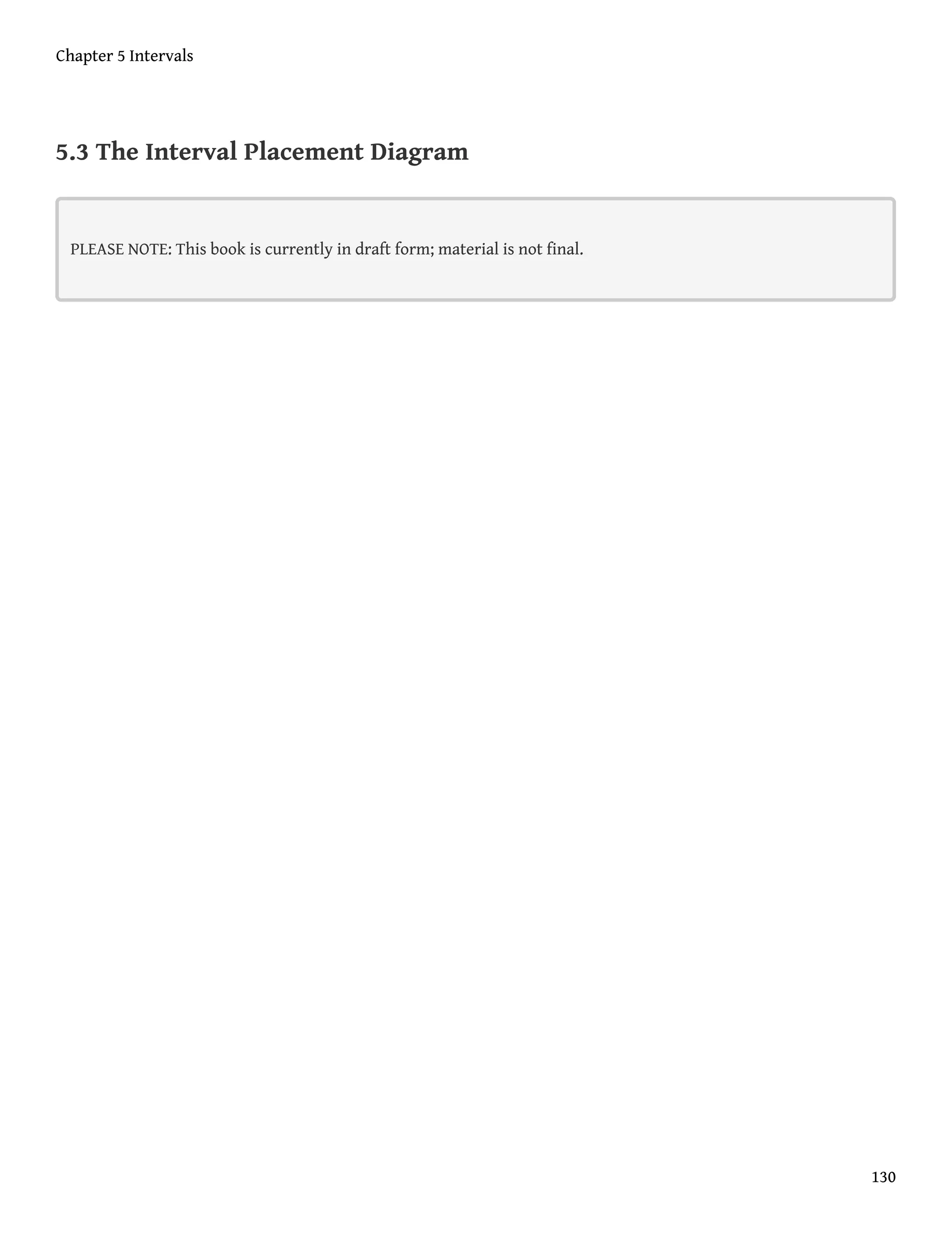 5.3 The Interval Placement Diagram
PLEASE NOTE: This book is currently in draft form; material is not final.
Chapter 5 Intervals
130
 